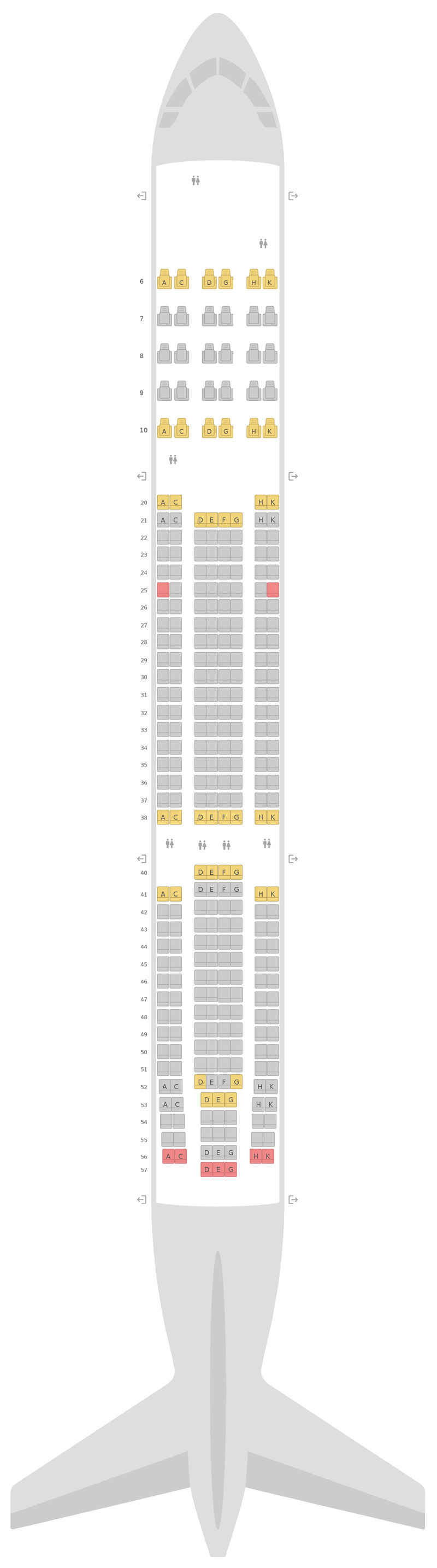 Mapa de asientos Airbus A330-300 (333) EVA Air