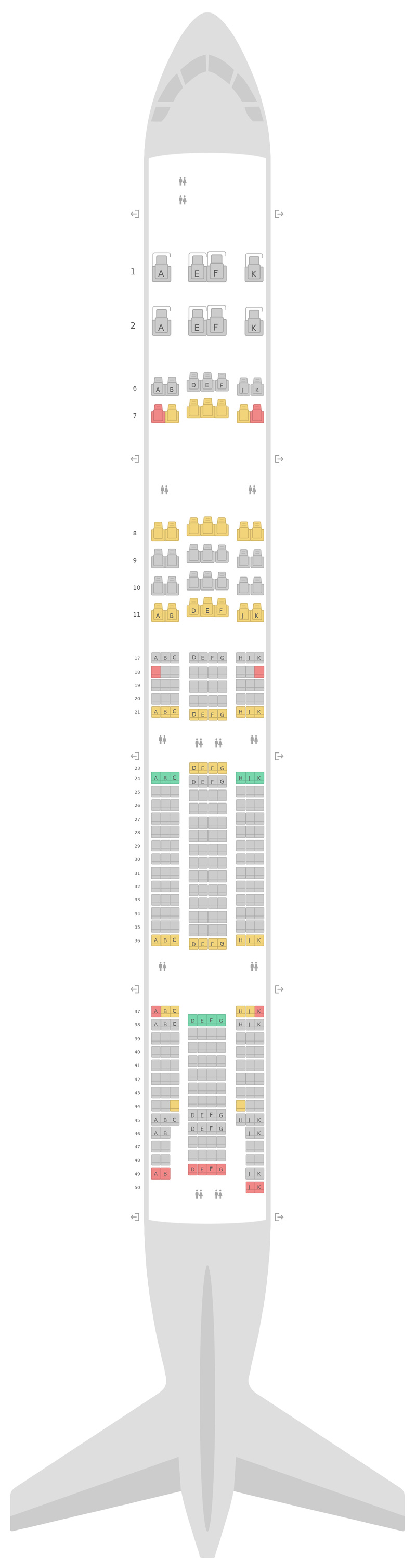 Схема салона Боинг 777-300ER (77W) 3 Class Эмирейтс