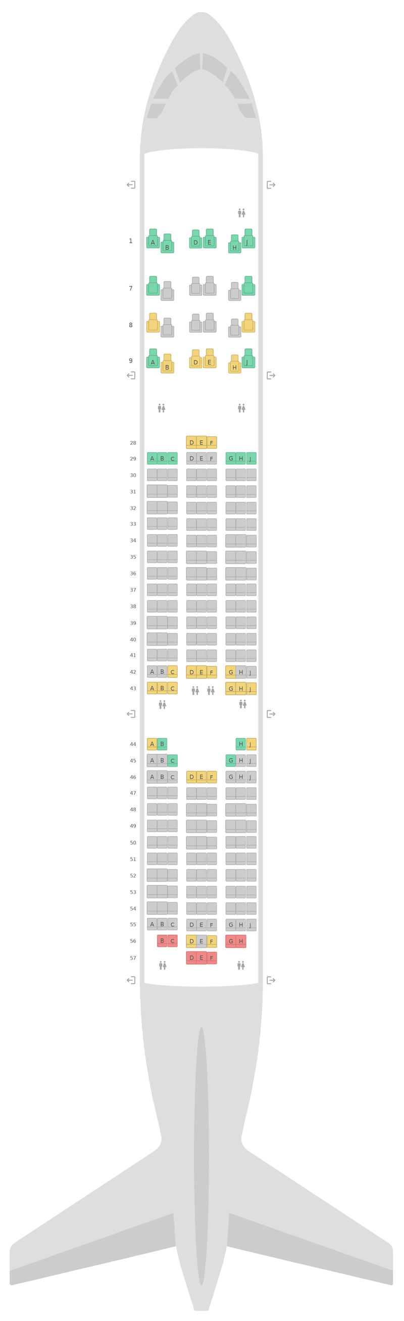 Mapa de asientos Boeing 787-9 (789) Korean Air