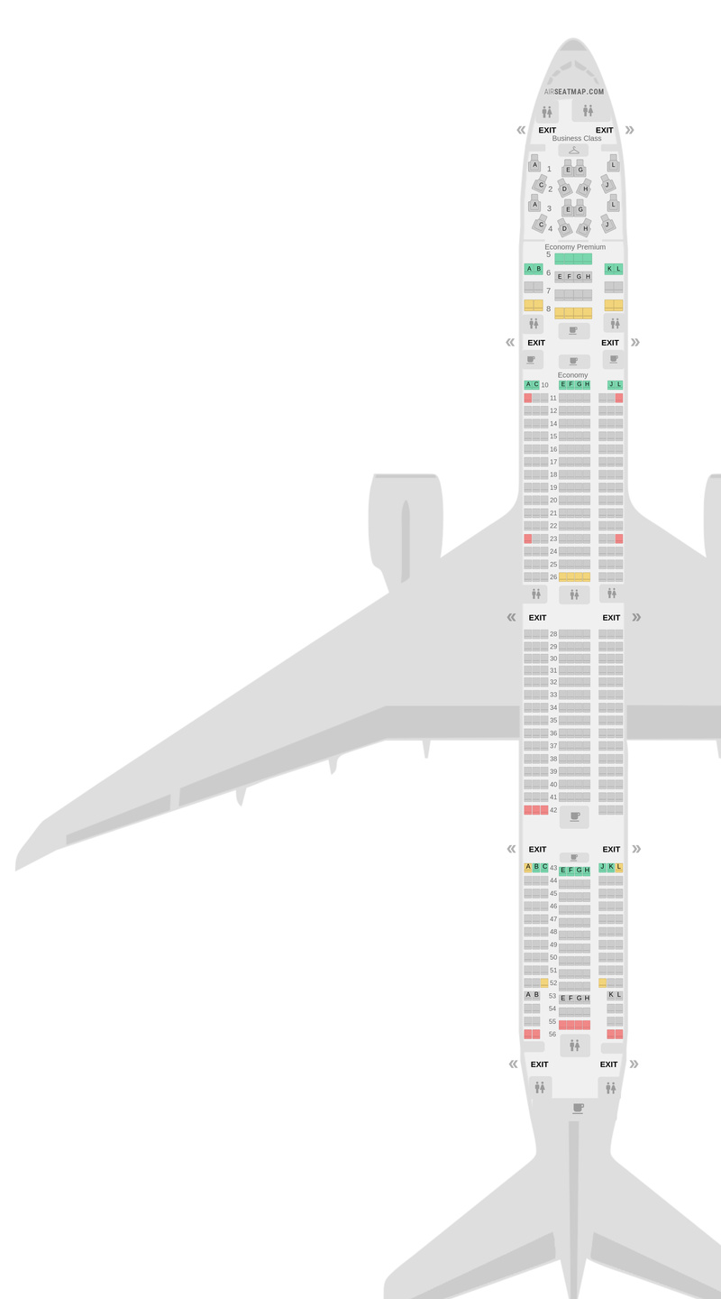 Seat Map Air France Boeing 777-300ER (77W) 3 Class v3