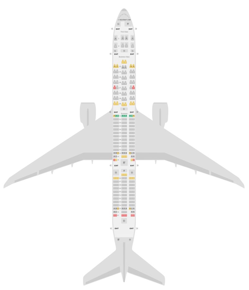 Seat Map Singapore Airlines Boeing 777-300 (773)