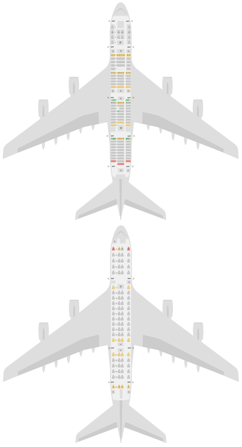 Sitzplan Airbus A380-800 (388) v2 Singapore Airlines