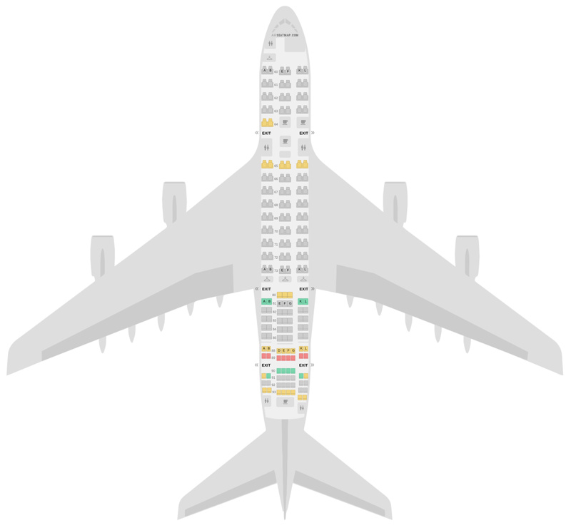 Seat Map Air France Airbus A380-800 (388)