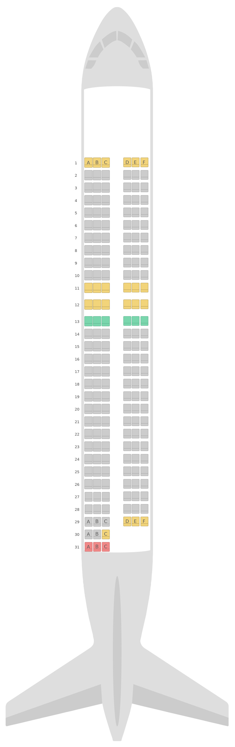 Seat Map EasyJet Airbus A320 v1