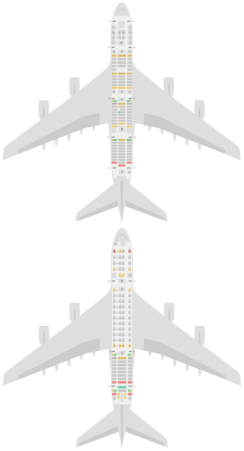 Mapa de asientos Airbus A380-800 (388) v1 Singapore Airlines