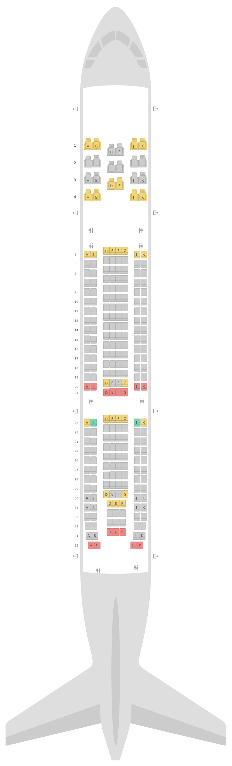 Схема салона Аэробус А330-200 (332) v1 Турецкие Авиалинии