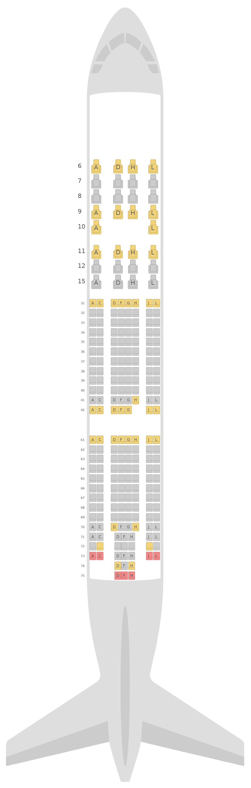 Схема салона Аэробус А330-200 (332) v2 China Eastern Airlines