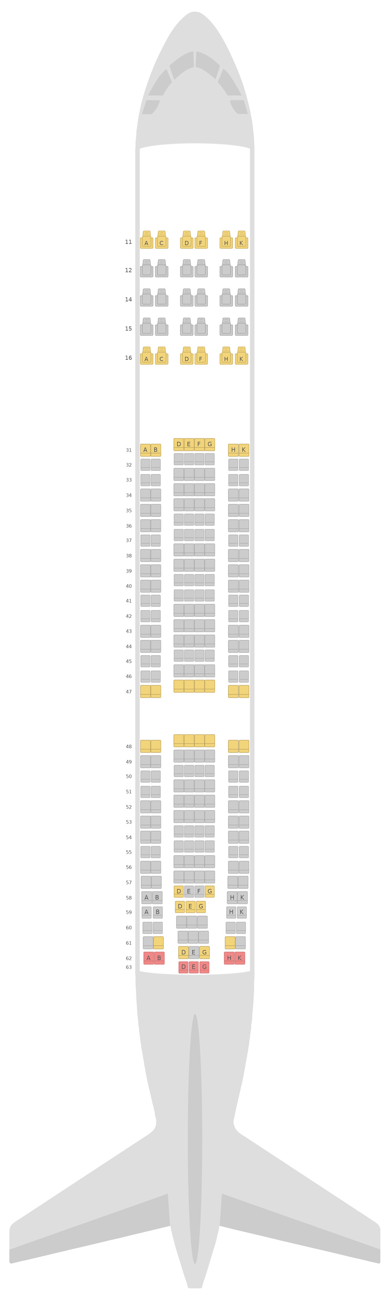 Seat Map Hong Kong Airlines Airbus A330-300 (333) v2