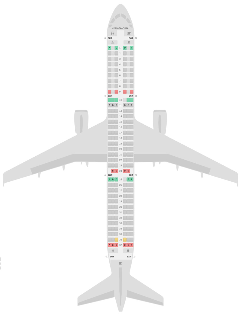 Sitzplan Airbus A321 2 Class Air France