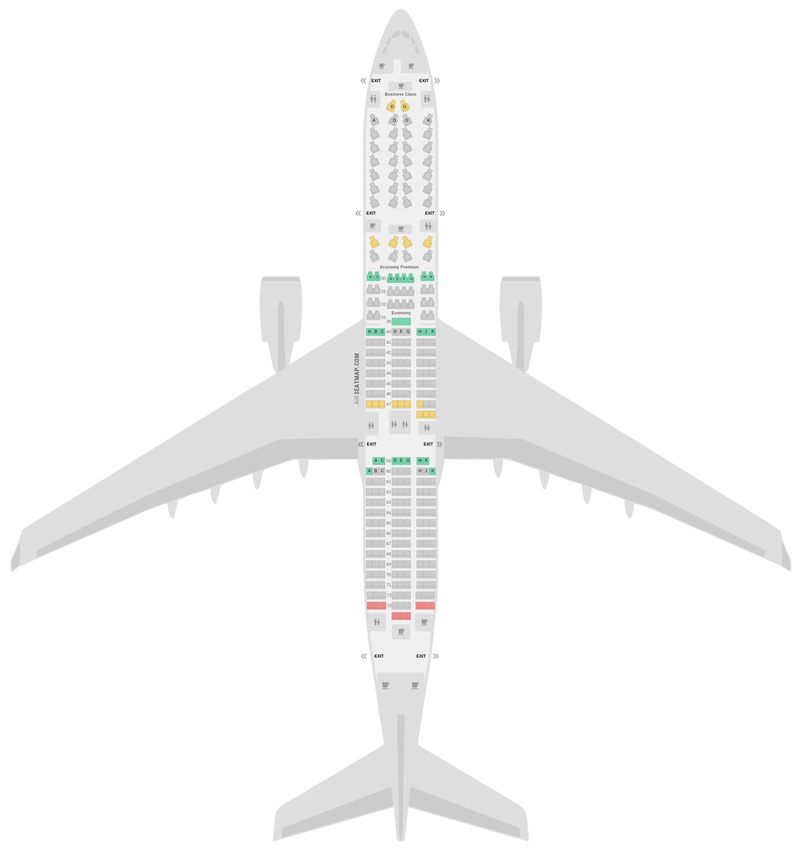 Sitzplan Airbus A350-900 (359) Cathay Pacific