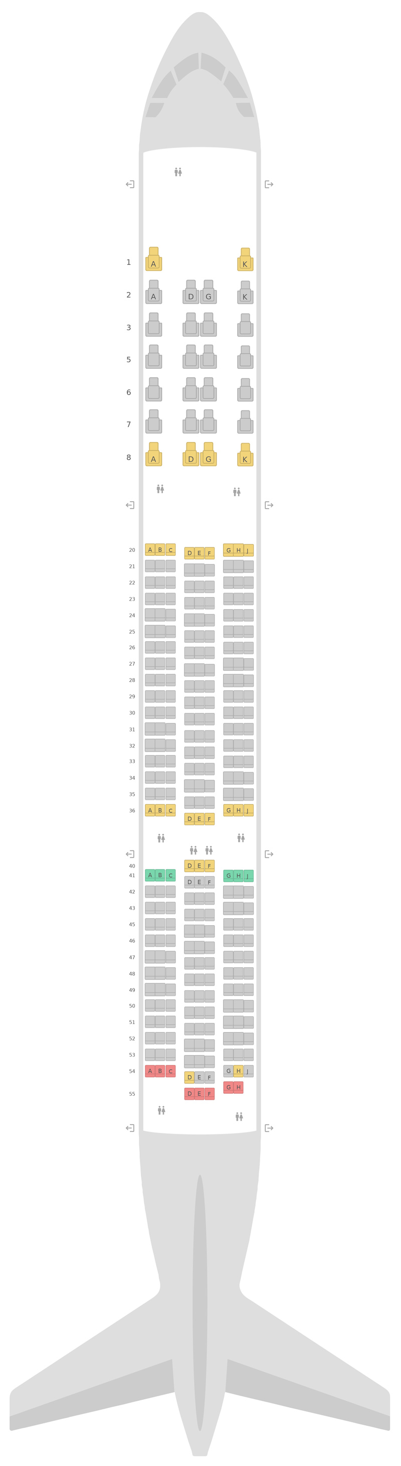 Mapa de asientos Boeing 787-9 (789) EVA Air