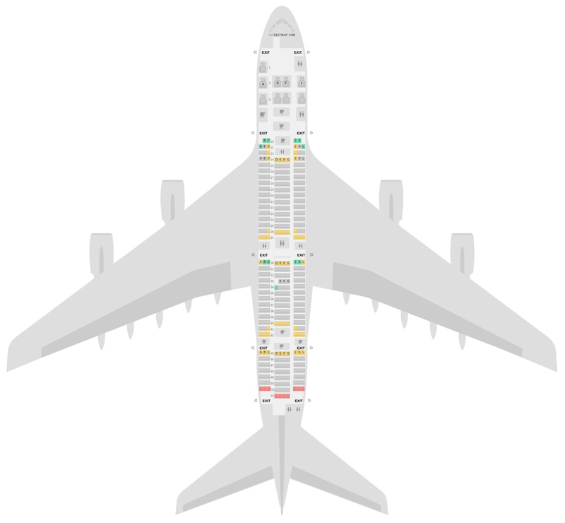 Seat Map Air France Airbus A380-800 (388)