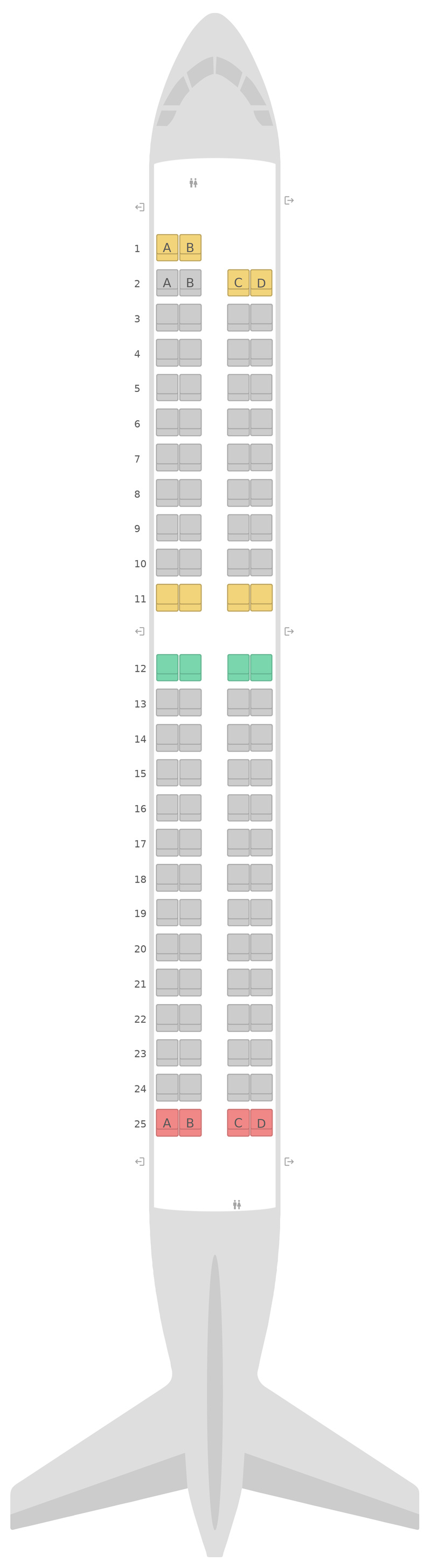 Seat Map British Airways Embraer E190 (E90)