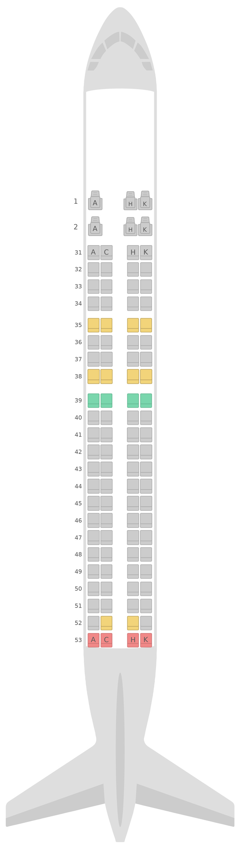 Seat Map China Southern Airlines Embraer E190 (E90)