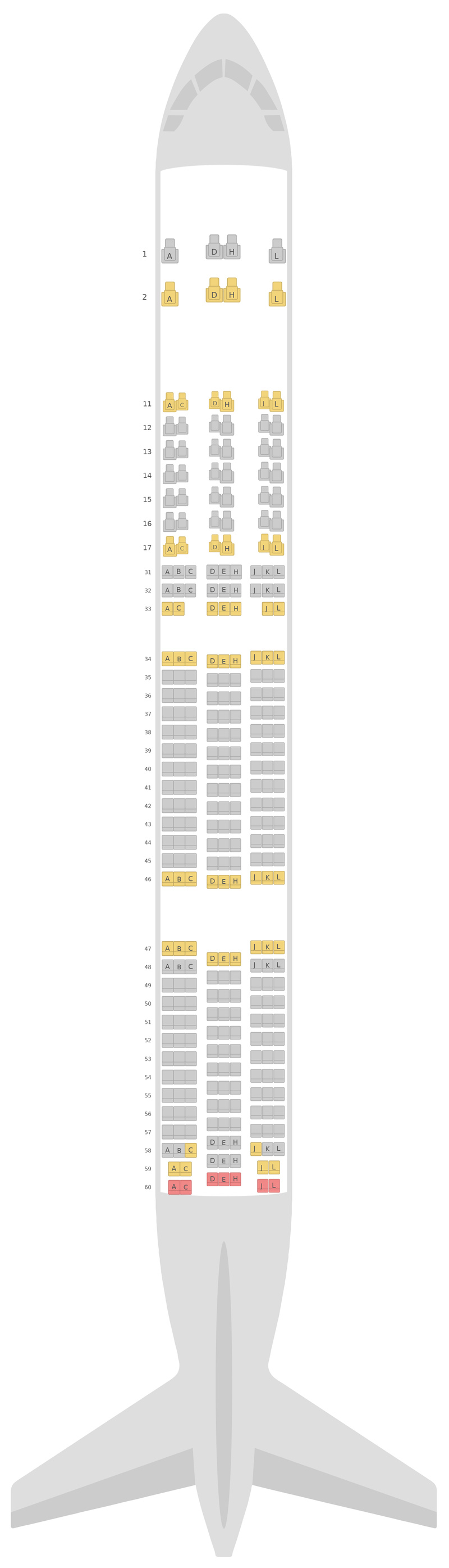 Схема салона Боинг 777-300ER (77W) Эйр Чайна