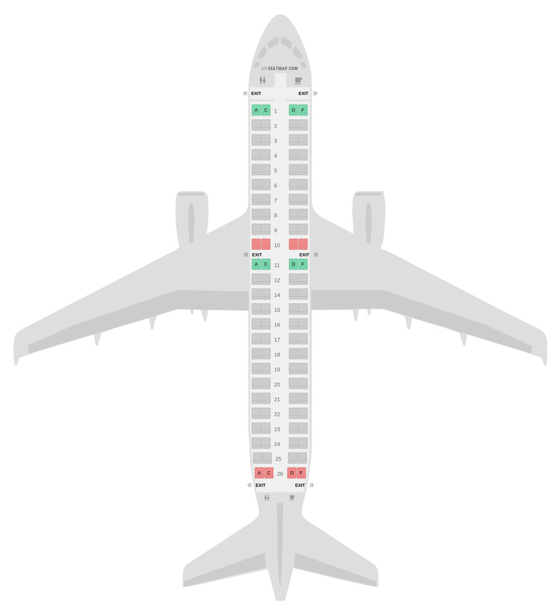 Схема салона Эмбраер 190 (E90) Эйр Франс