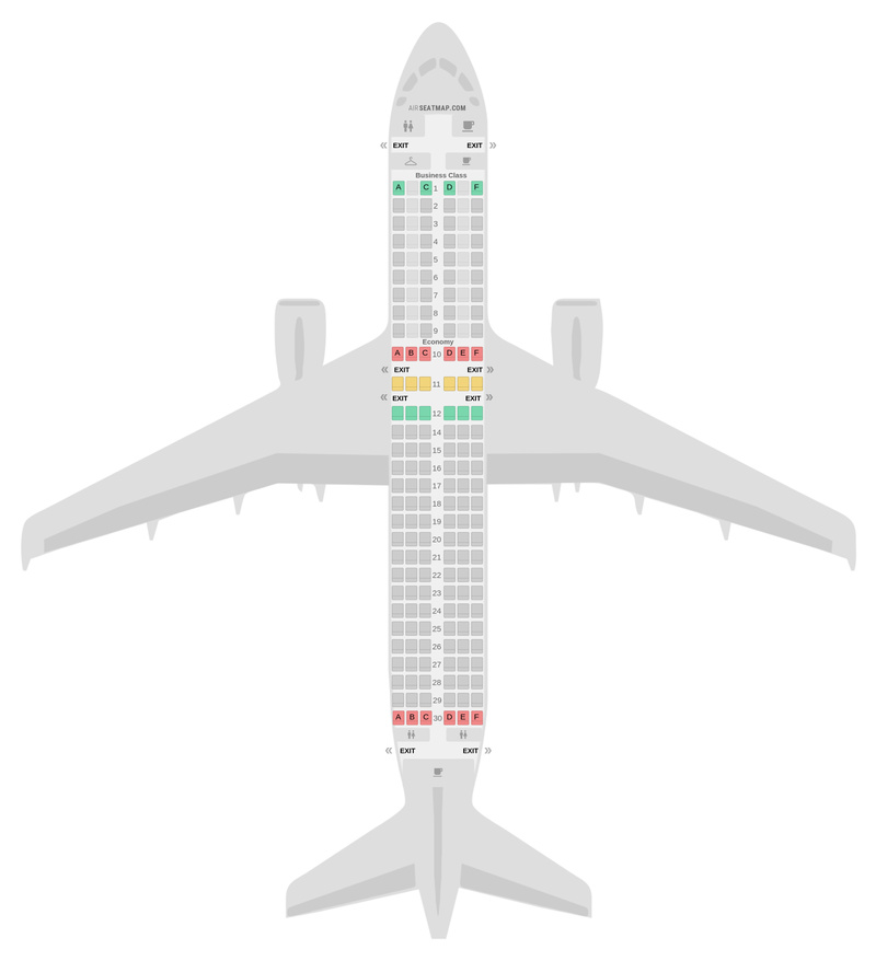 Схема салона Аэробус А320 2 Class v1 Эйр Франс