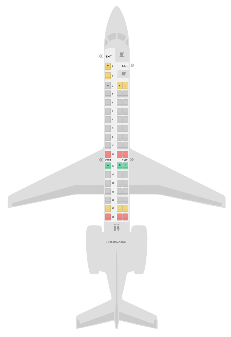 Seat Map American Airlines Embraer E145 (ER4)