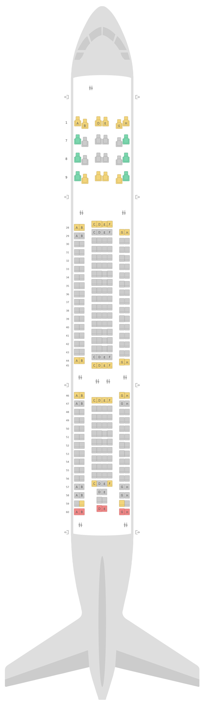 Seat Map Korean Air Airbus A330-300 (333) v1