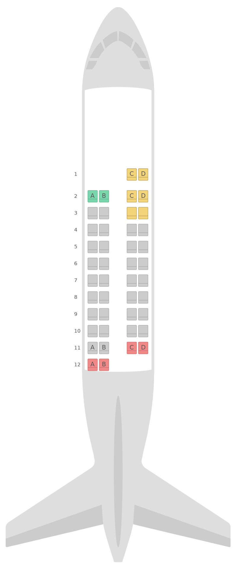 Seat Map Fiji Airways ATR 42-600 (AT6)