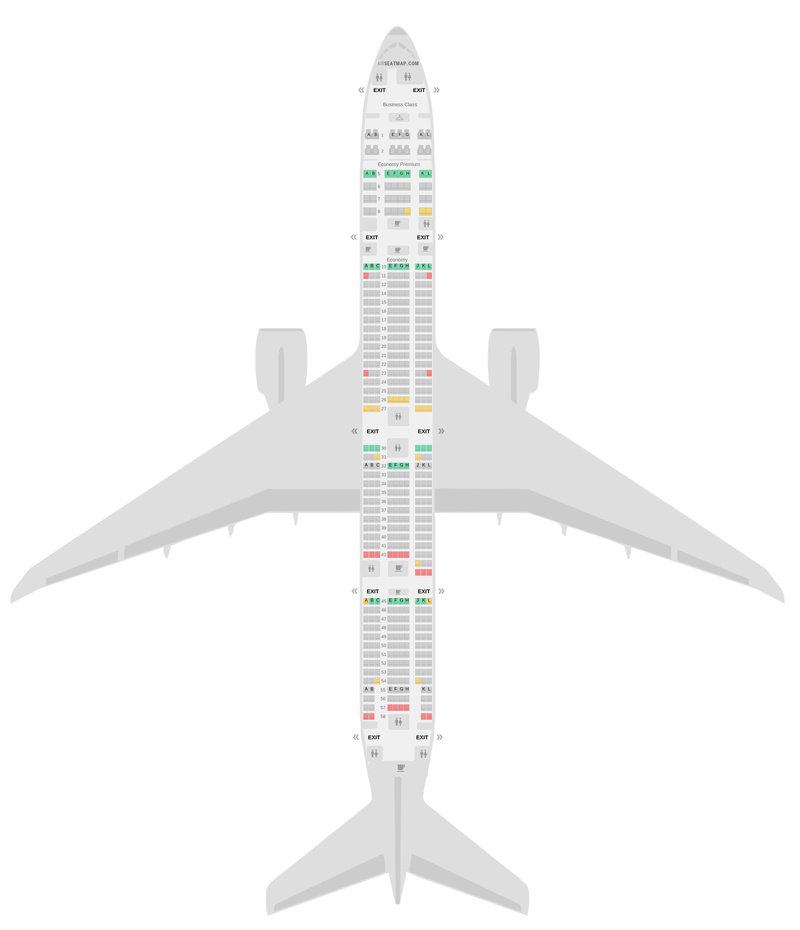 Seat Map Air France Boeing 777-300ER (77W) 3 Class v2