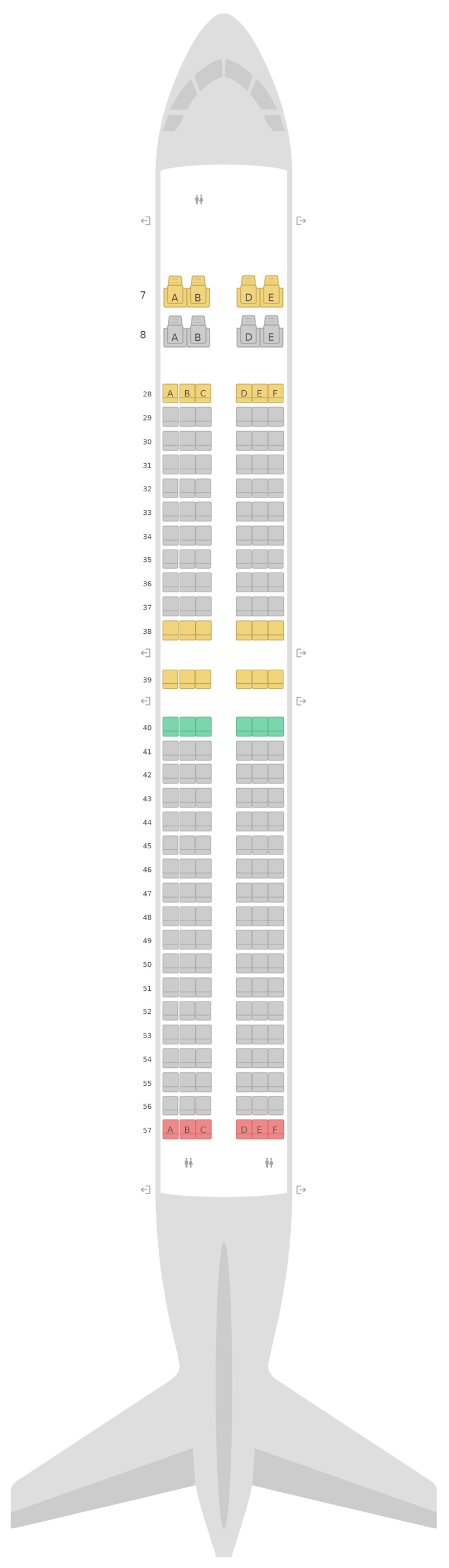 Seat Map Korean Air Boeing 737-900 (739)